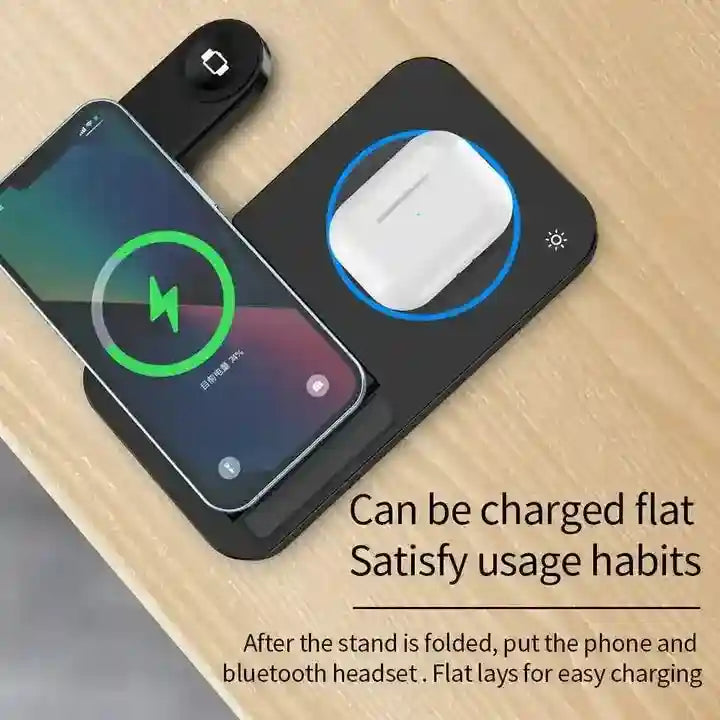 3-in-1 Wireless Charging Station - Fast Qi Certified Foldable Dock Tidesmit