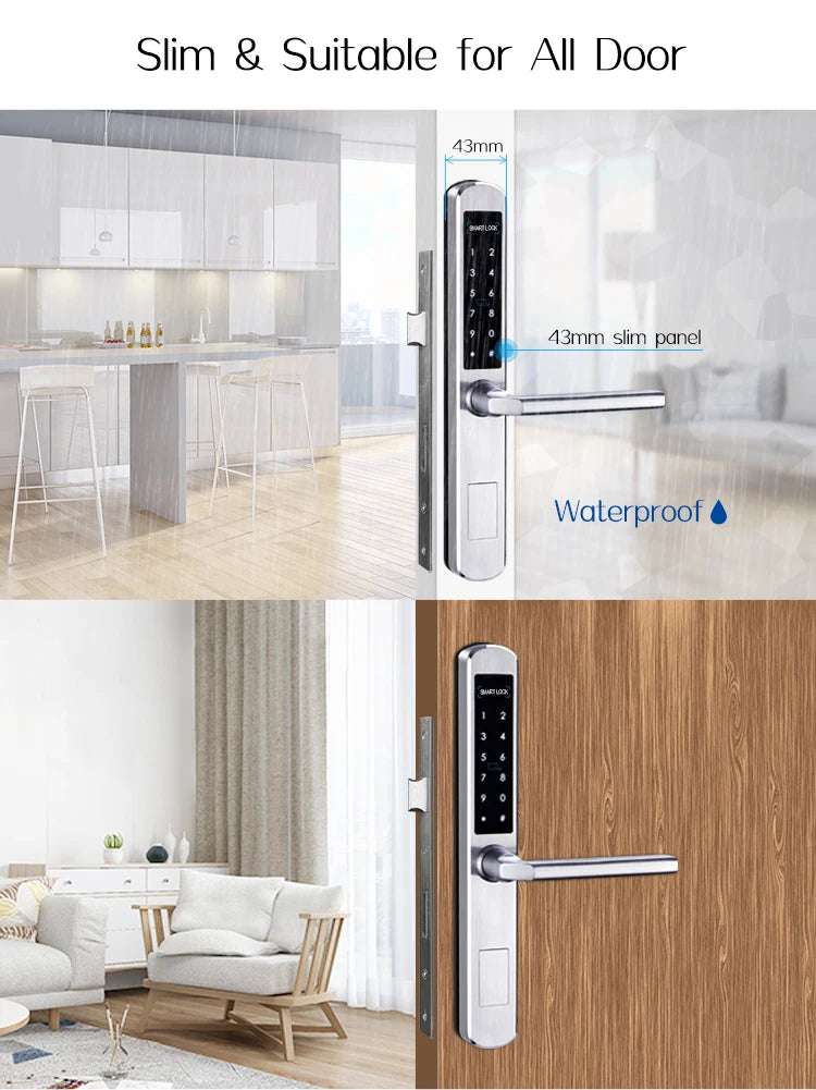 TTLock App Smart Sliding Lock WIFI Electronic Door Lock Bluetooth Digital APP Keypad Code RFID Card Keyless Lock For Hotel/Home