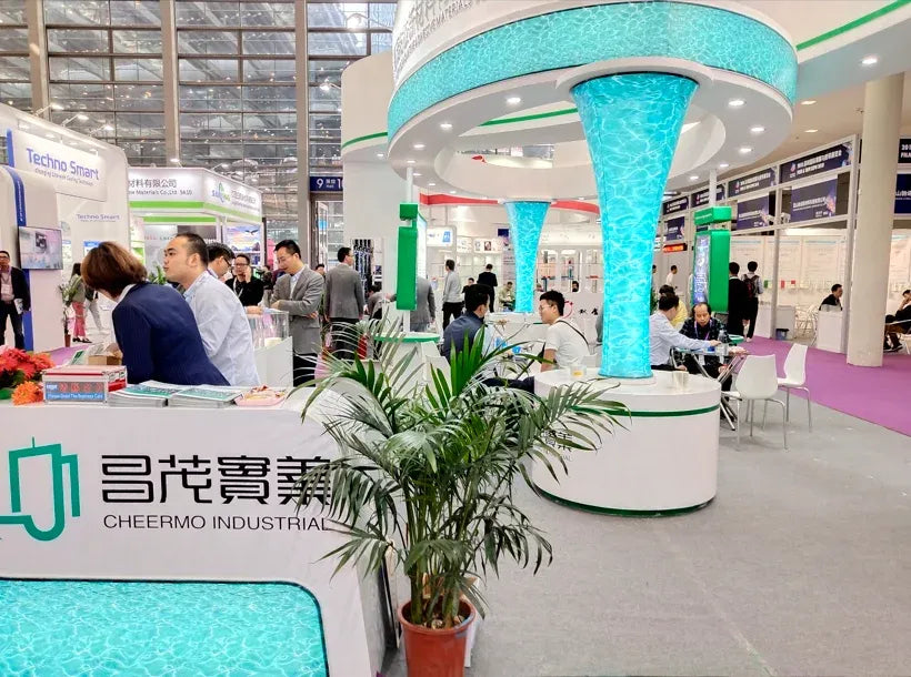High-temperature silicone adhesive tape exhibition booth with circular display counter