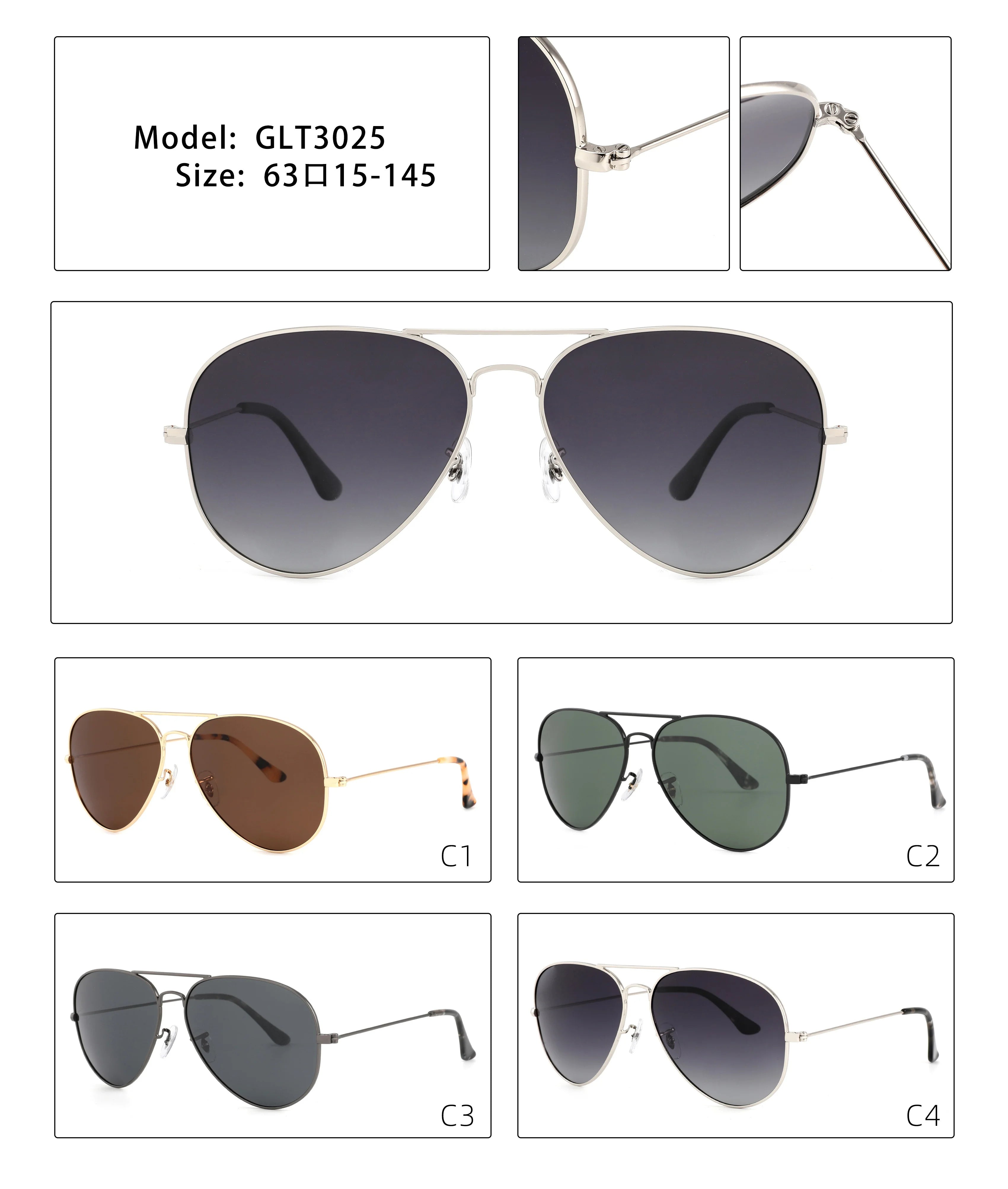 Brand Design Pilot Oval Polarized Sunglasses Metal Full Rim Light Weight Unisex Luxury Custom Eyewear Factory Direct