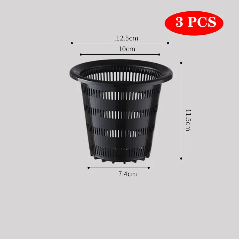 Meshpot 3PCS Colorful Plastic Hydroponics Basket Net Cup Mesh Pot Home Decoration Garden Supplies Flower Pot in 8cm/9cm/10cm