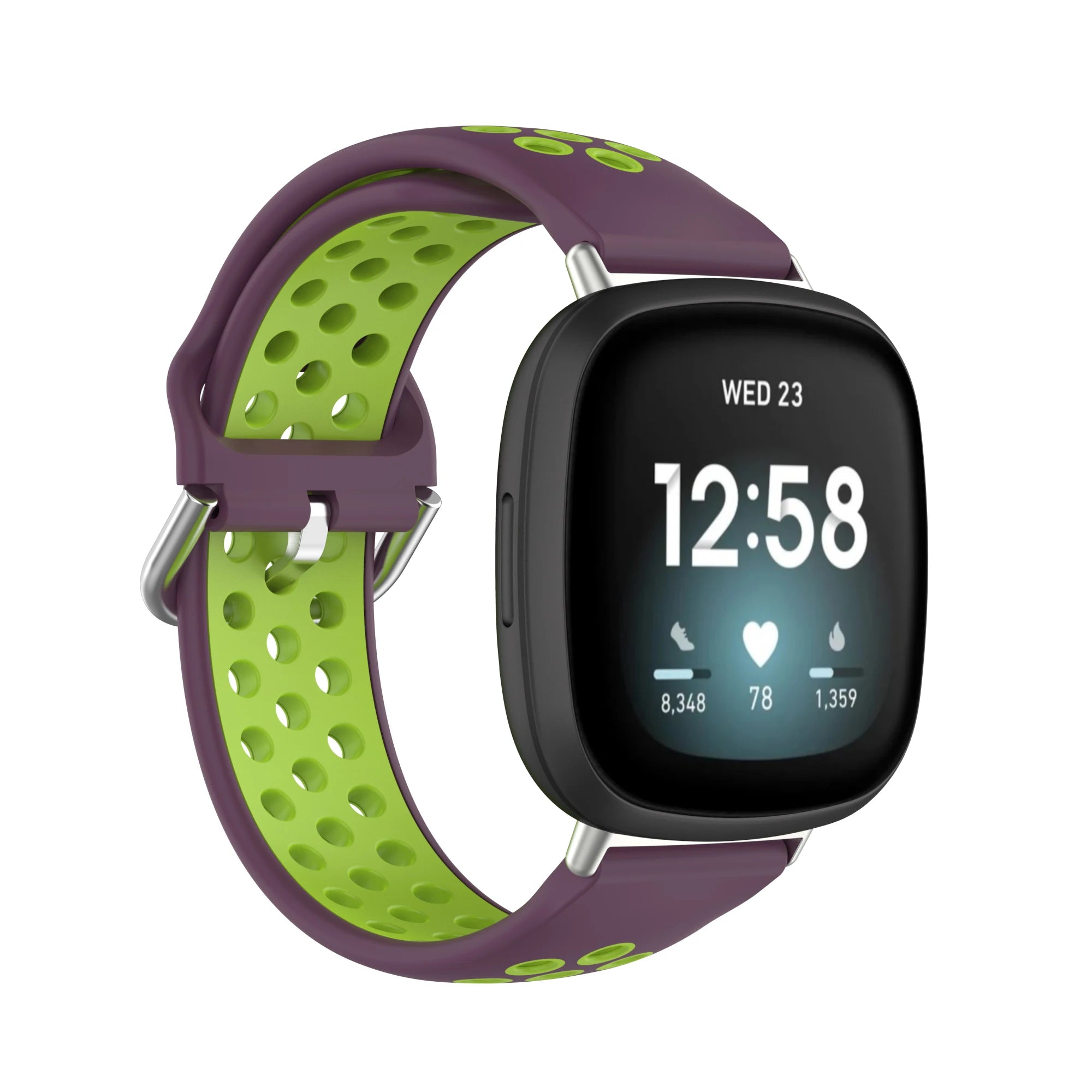 Colorful soft silicone sport wrist strap for Fitbit Versa 3 and Sense smartwatches in a vibrant, comfortable design