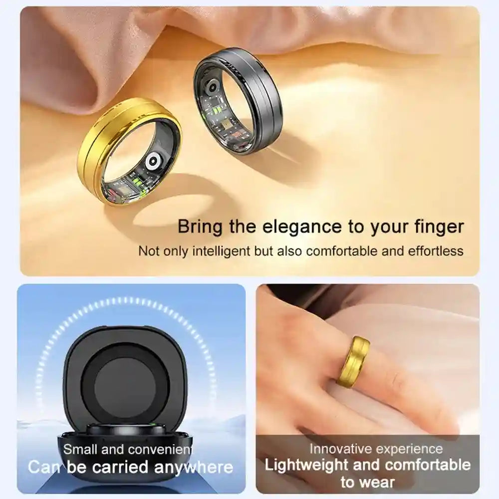 Smart Health Ring R06 - Heart Rate and Blood Oxygen Tracker (Gold) Tidesmit