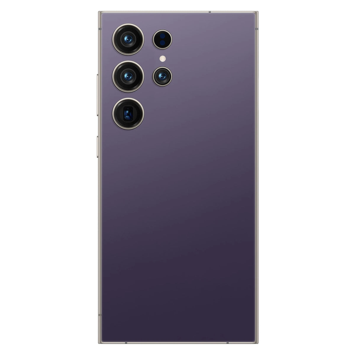S24 Ultra 5G smartphone in purple titanium, back view with quad camera array