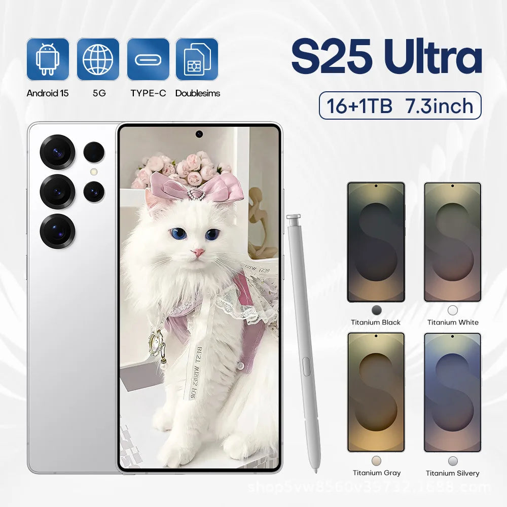 New 2027 S25 Ultra Smart Android 15 Smartphone HD Dual SIM 7800mAh LTE Spanish Operating Language 4K Mobile Phone