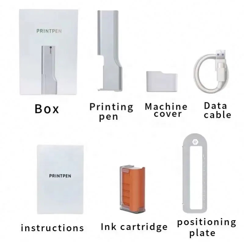 Food inkjet printer pen kit: box, pen, ink cartridge, cable, and positioning plate