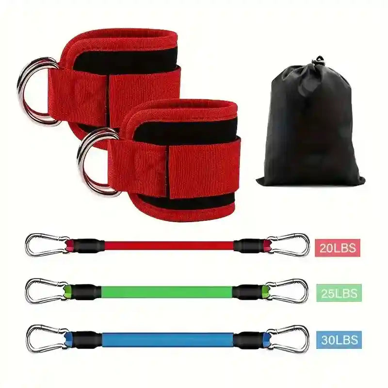 Ankle Resistance Bands 6-Piece Set - Professional Glute Workout Gear Red Color Medium 19*15*4CM Tidesmit