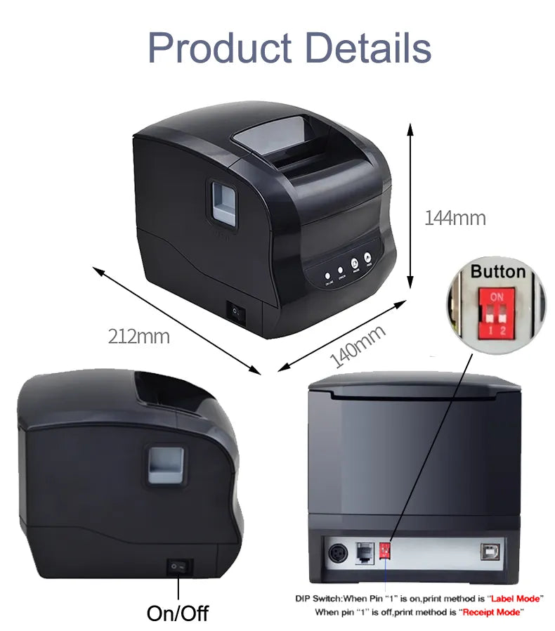 New Xprinter XP-365B Printer 80mm Thermal Barcode Price Printer Launch Thermal Printer USB or Bluetooth Interface Ticket Printer