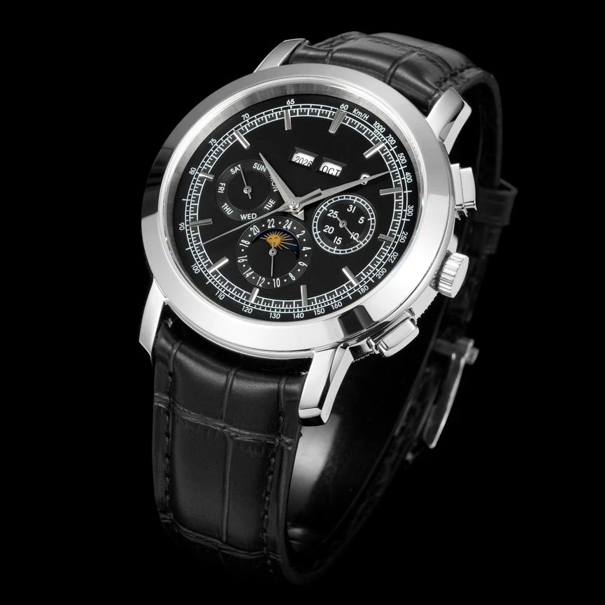 New High Quality Wristwatch with Moon Phase Display Mechanical Movement for Men Suitable for Business and Formal Wear Watch