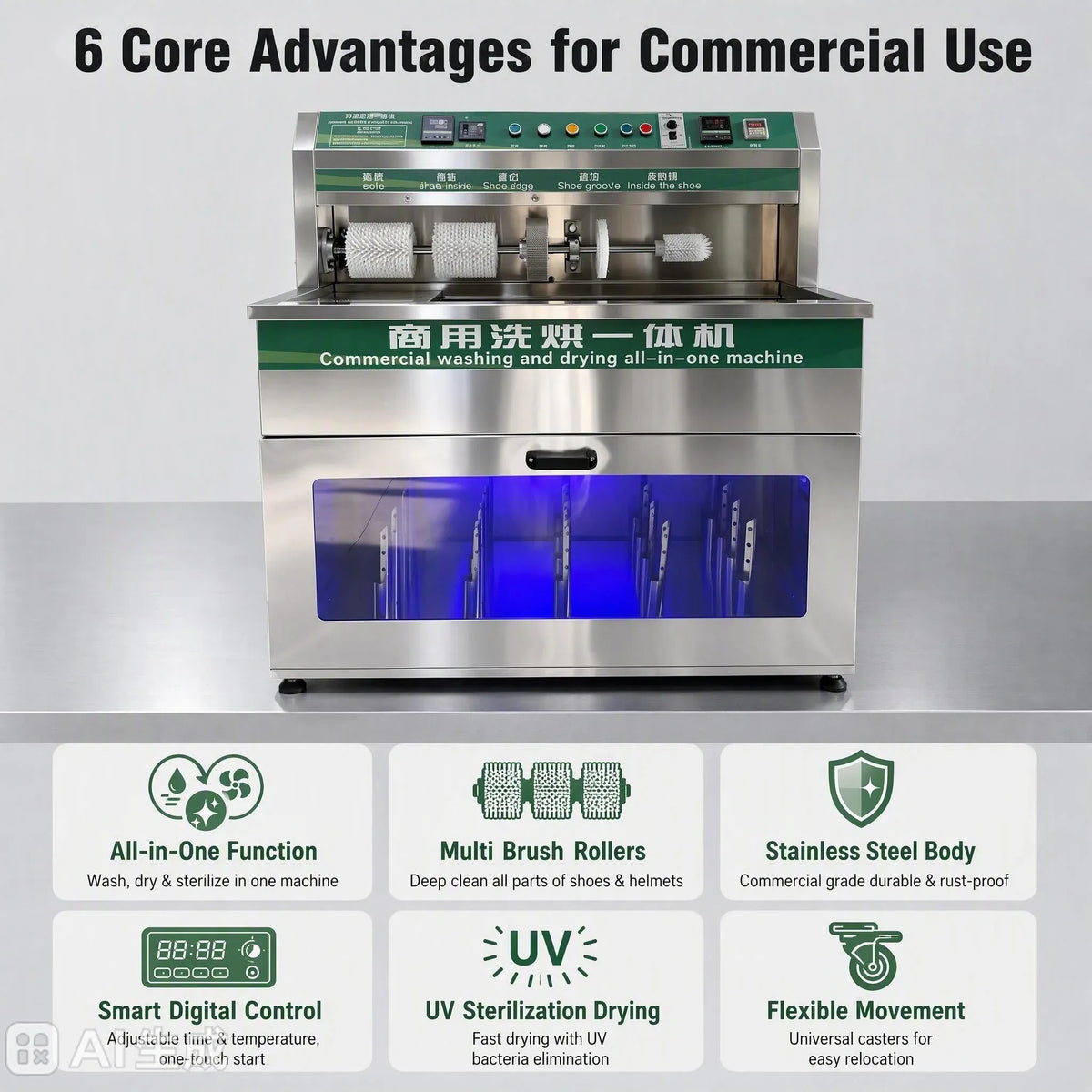 Automatic Commercial Shoe Washing Machine With Dryer Stainless Steel Shoe Cleaner Machine for Sneaker Cleaning Business