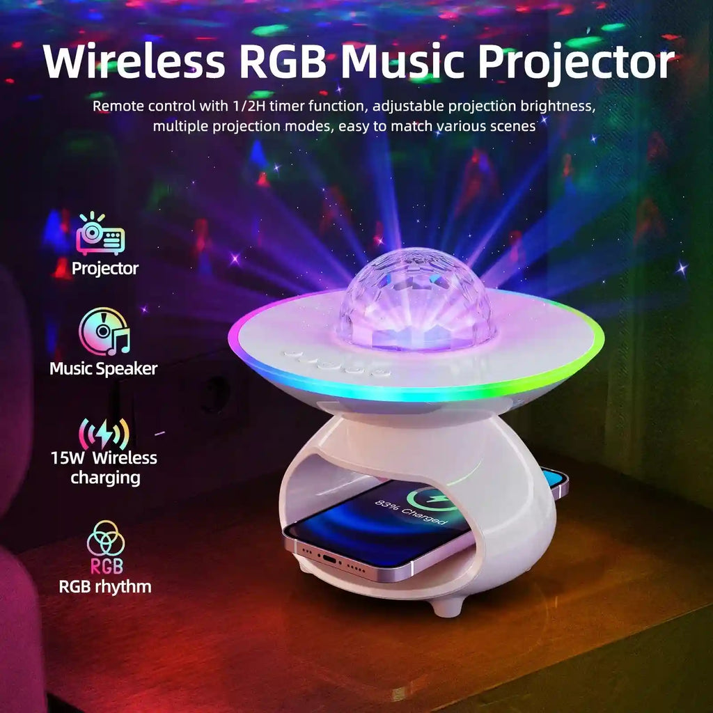 Wireless Charging Desk Lamp with Bluetooth Speaker & RGB Light Tidesmit