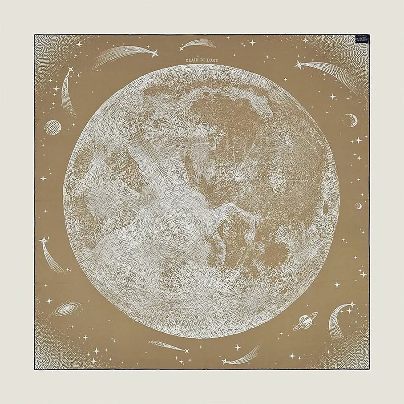 Luxurious 90*90cm Square Moonlight Pegasus Digital Printed Silk Scarf Gift for Women's Skin Friendly Elegant Fashion Accessory