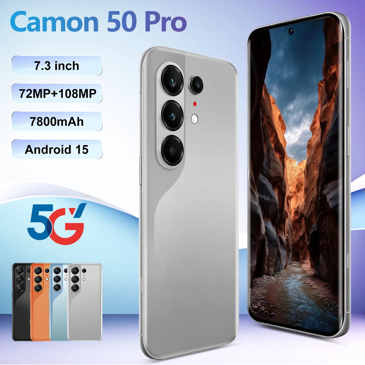 Camon 50 Pro Gaming 5G Smartphone with 7.3-inch micro curved screen 16GB RAM and 1TB storage