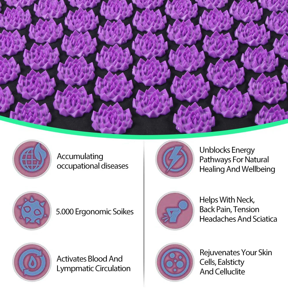 Acupressure Mat and Pillow Set for Muscle Relief - Tidesmit Back Massage Instrument Tidesmit
