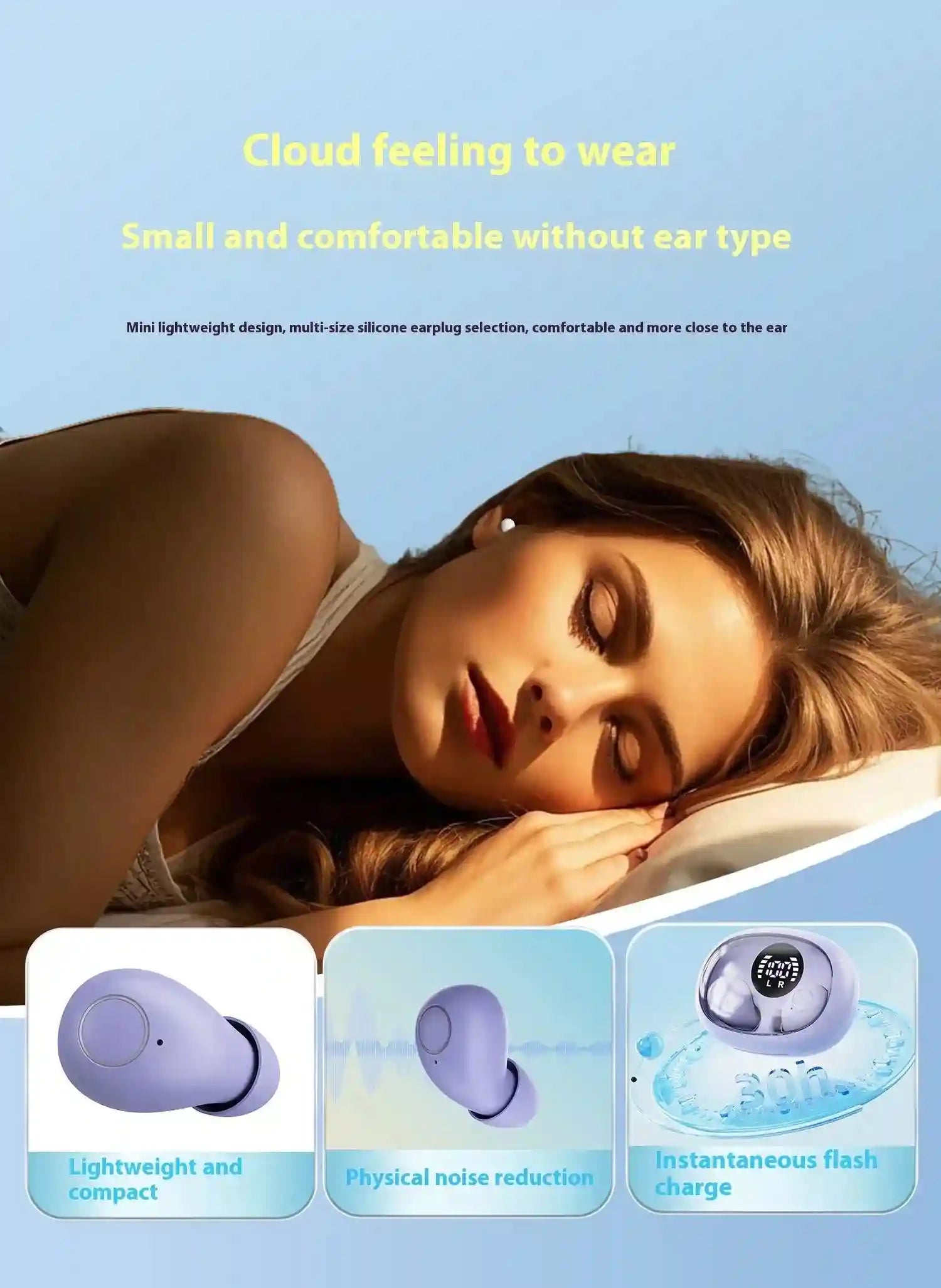 Tidesmit E27 Noise Cancelling Sleep Earbuds - Wireless Bluetooth Tidesmit