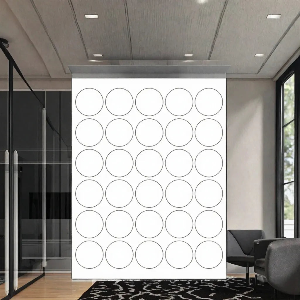 Printable 2.5-inch round label sticker sheet with white circles in a stacked grid