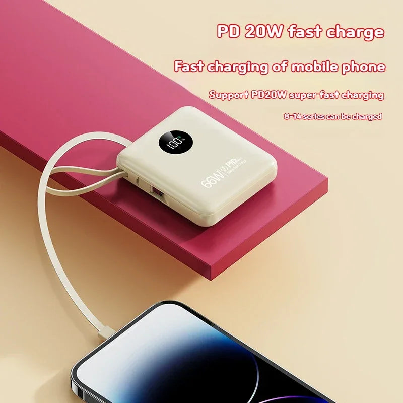 Portable 10000mAh Power Bank with Built-in Cable - Tidesmit Tidesmit