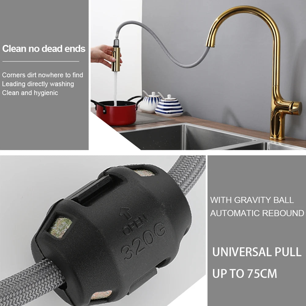 Bagnolux Titanium Black Brushed Deck Mounted Kitchen Faucet Two Function Single Handle Pull Out Mixer Hot and Cold Water Taps