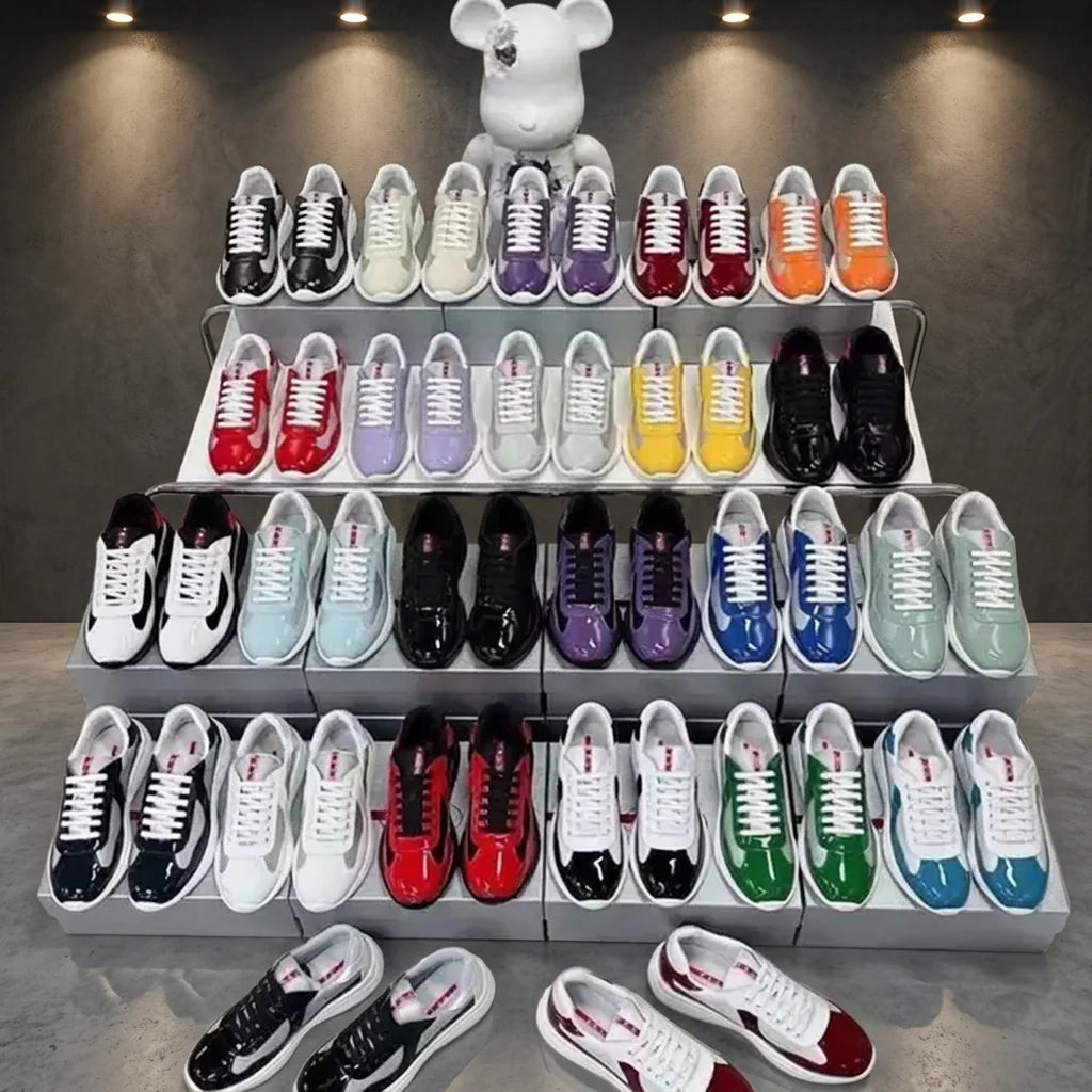 Cross-Border Light Luxury P Brand Men's Cow Leather Sneakers PHYLON Midsole PVC Outsole PU Lining New Breathable Fashion