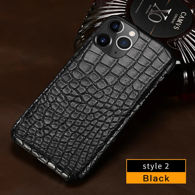 Crocodile Leather iPhone Case: Military-Grade Shock Protection black 2 Tidesmit