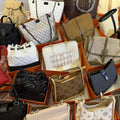Collection of luxury designer trunks and messenger bags in quilted, suede, and logo-print leather, wholesale collection.