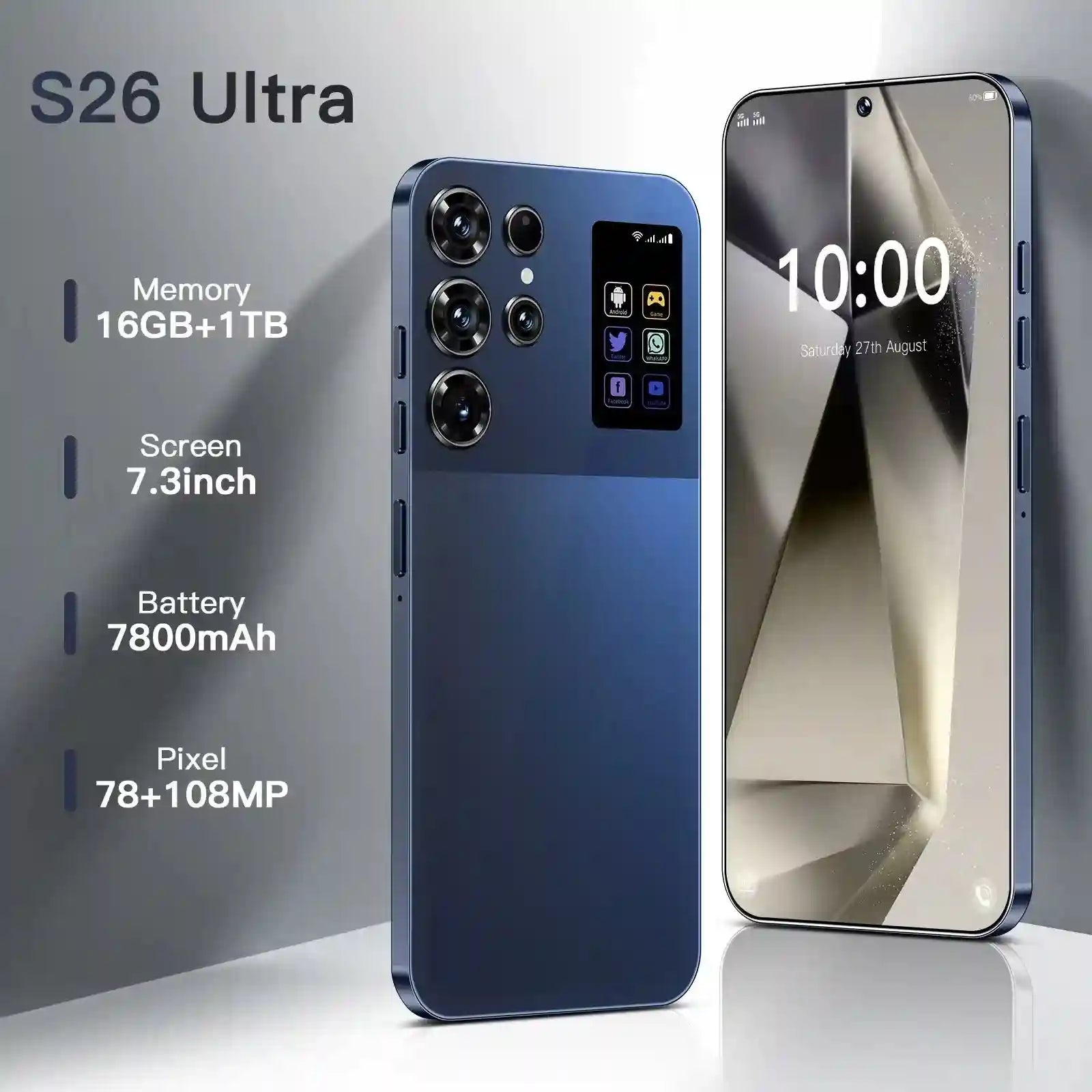 S26 Ultra 5G Smartphone 16GB RAM 1TB Storage Green Tidesmit