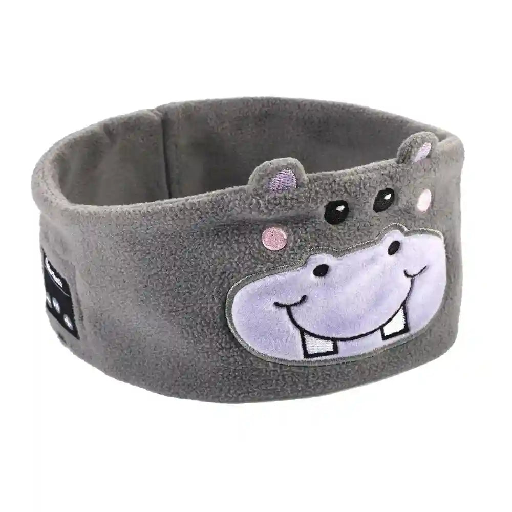 Wireless Kids Headband Headphones - Soft Plush Audio for Travel Hippo Tidesmit