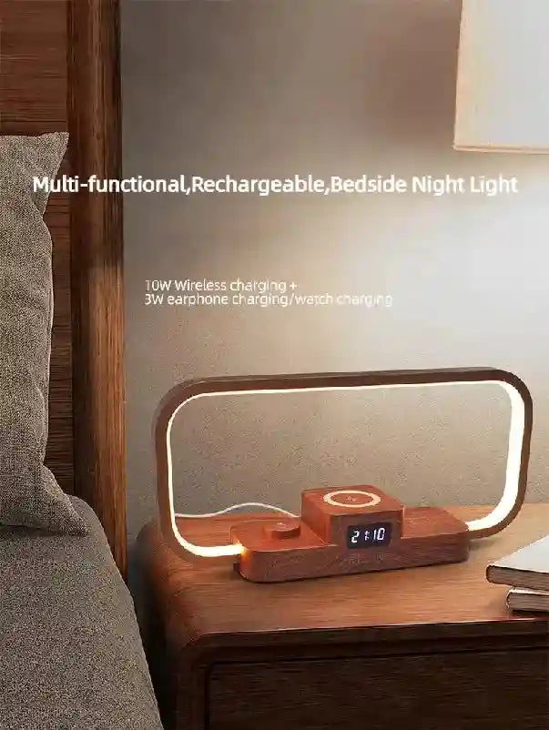 3-in-1 Magnetic Wireless Charger with LED Alarm Clock - Black Tidesmit