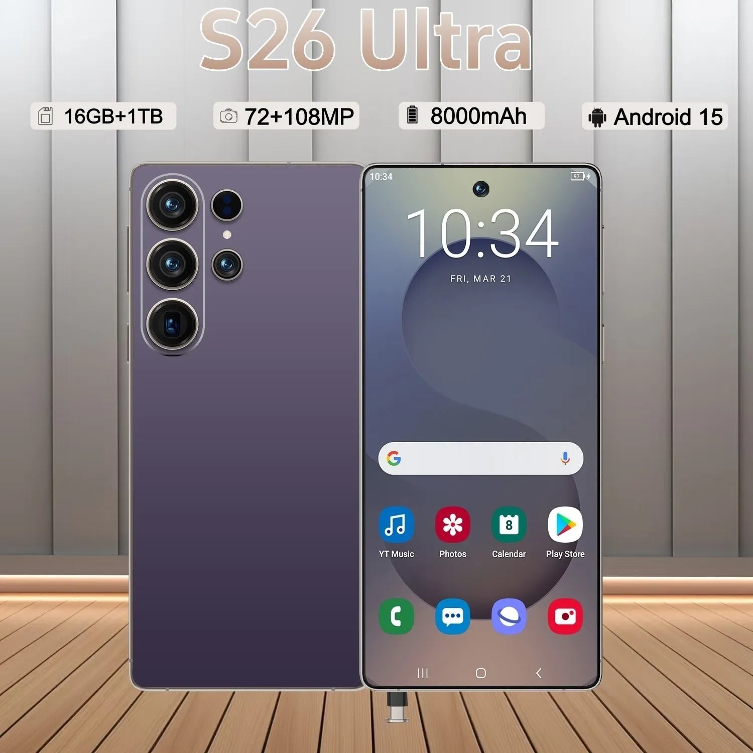 Tidesmit 5G Smartphone - 1TB Storage, 16GB RAM, Unlocked Dual SIM Purple 16g 1TB Tidesmit
