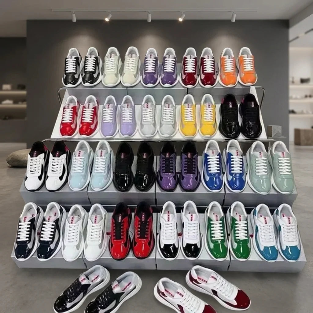 Cross-Border Light Luxury P Brand Men's Cow Leather Sneakers PHYLON Midsole PVC Outsole PU Lining New Breathable Fashion