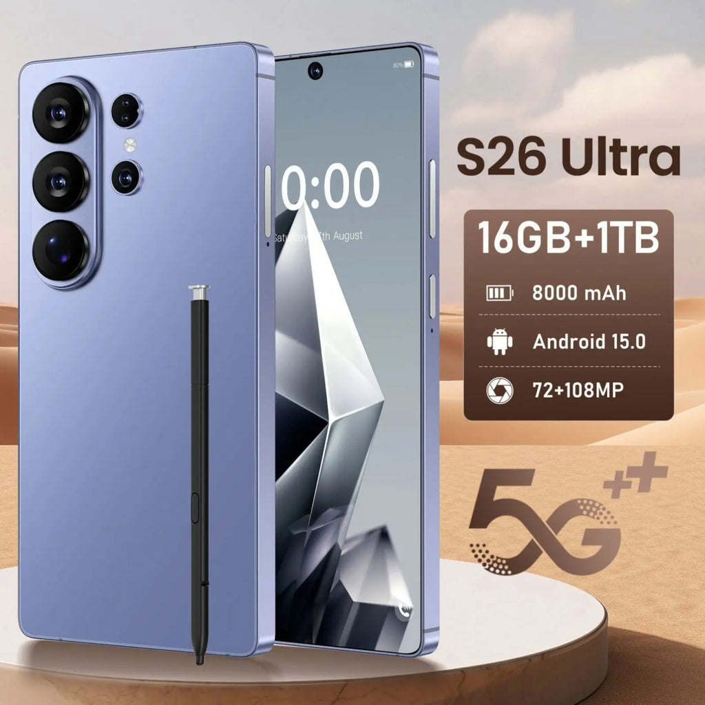 S26 Ultra 5G smartphone with 16GB RAM, 1TB storage, Android 15, and high-res 108MP camera in 6th gallery view