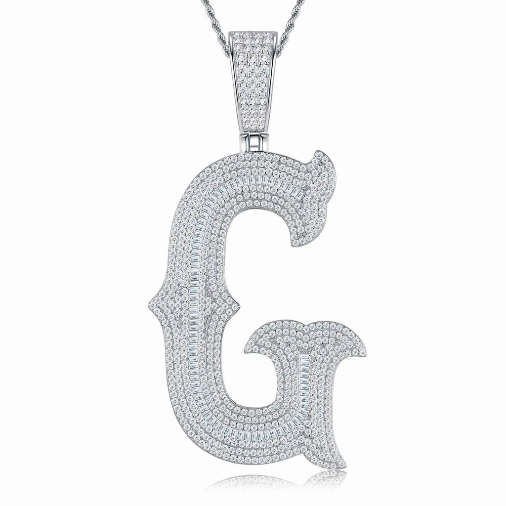 Factory Wholesale D Letter VVS Moissanite Pendant Necklace 925 Silver Platinum Plated Iced Out Custom Name Hip Hop Jewelry