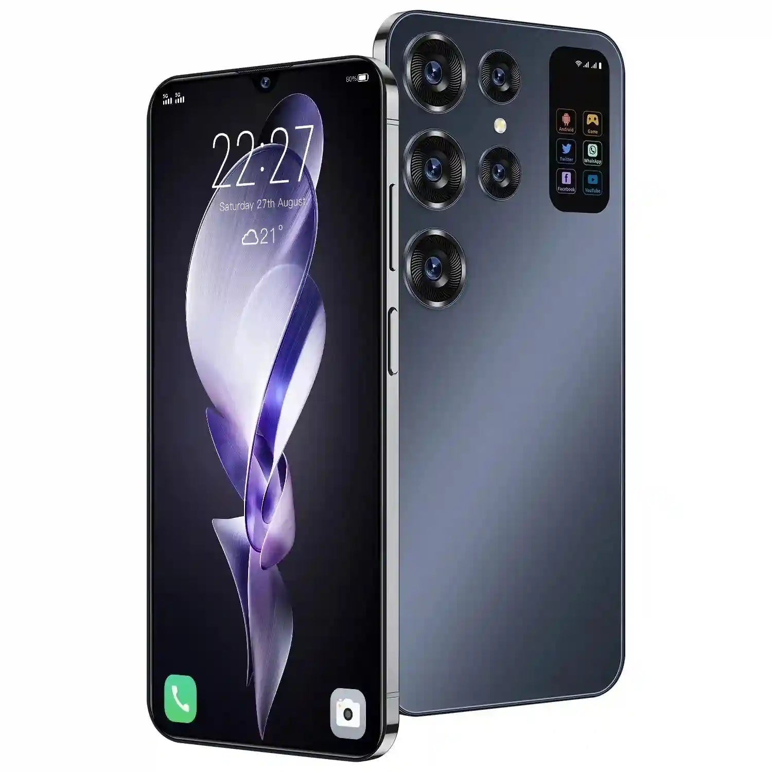 Tidesmit 5G Smartphone, 1TB Storage, 16GB RAM, Dual SIM Unlocked Black 16g 1TB Tidesmit
