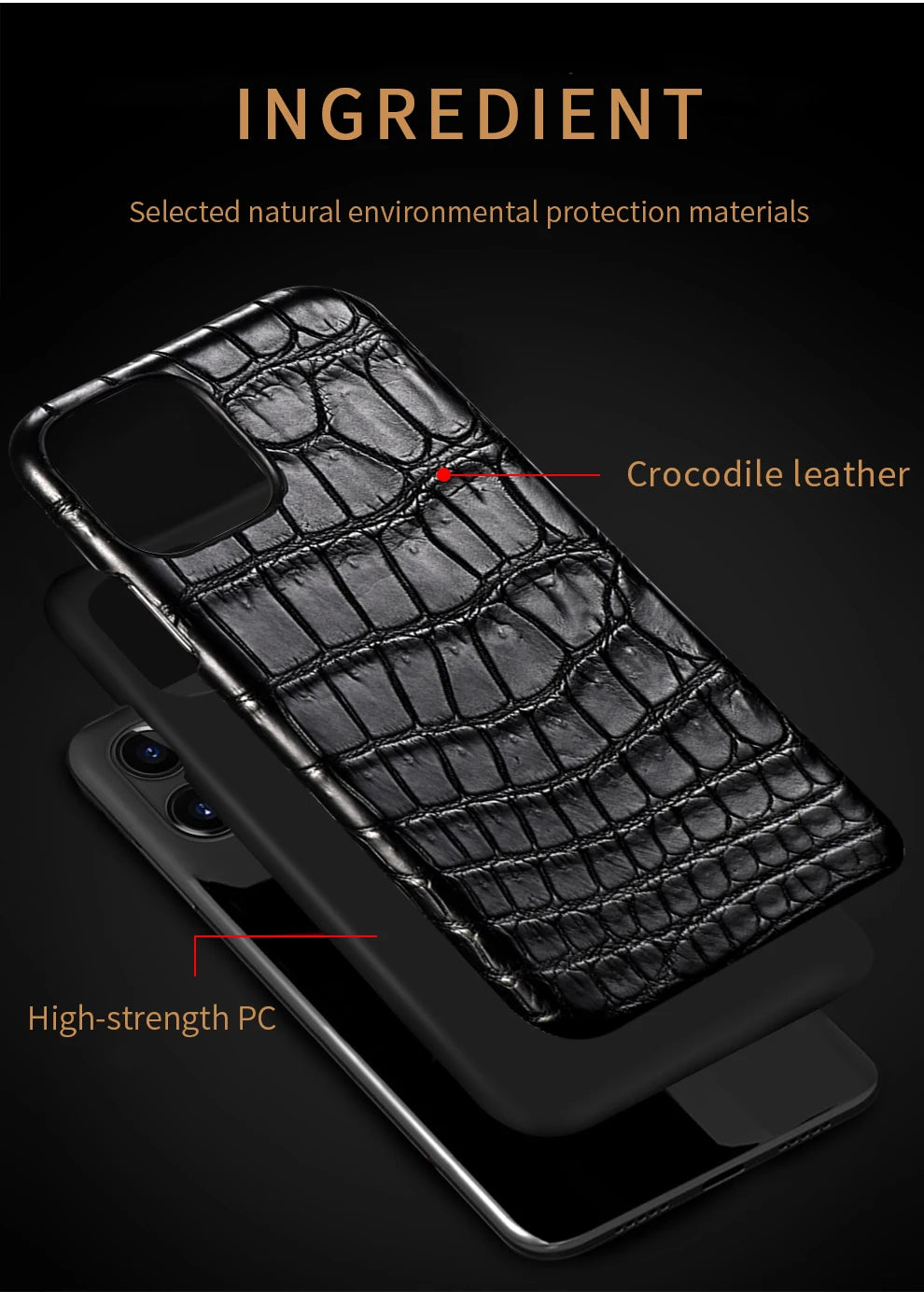 Crocodile Leather iPhone Case: Military-Grade Shock Protection Tidesmit