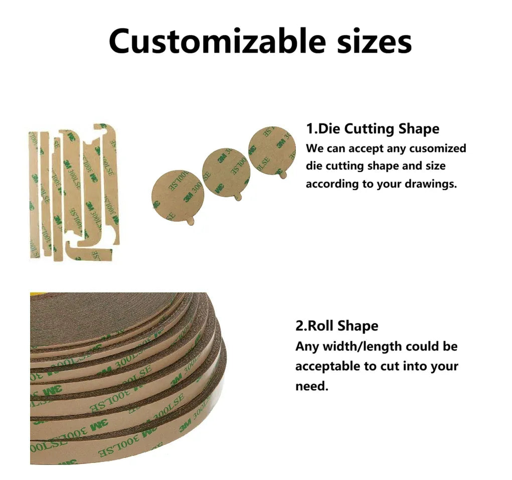 Die-cut adhesive tape rolls and cut label shapes, ready to cut to size
