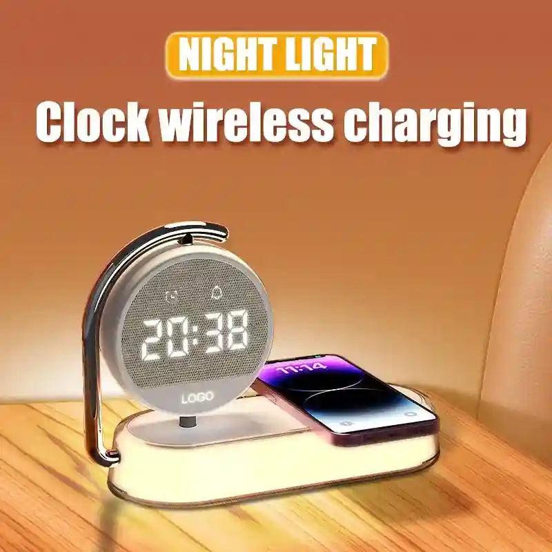 3-in-1 Wireless Charger Alarm Clock with Night Light - Qi Certified Tidesmit