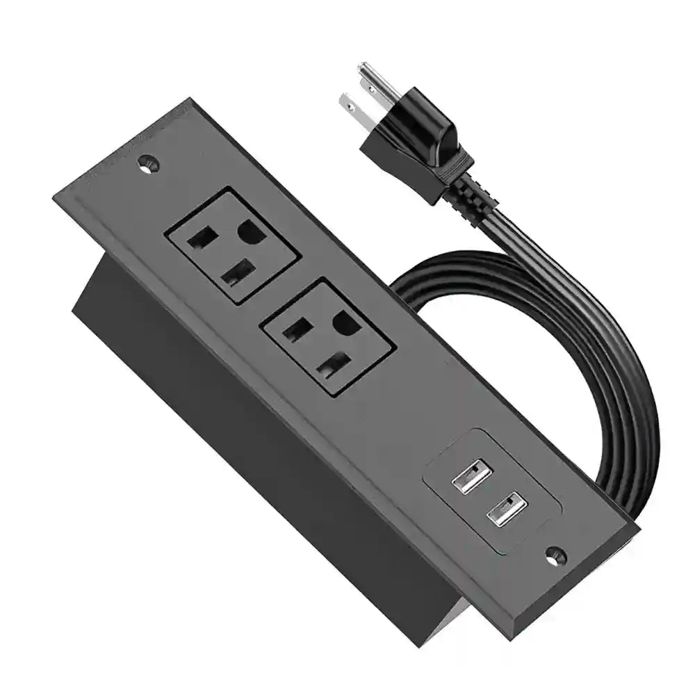 Recessed Power Strip for Desk – Dual USB-C Fast Charging & EU Socket 2*USB-A+2*Socket US Tidesmit