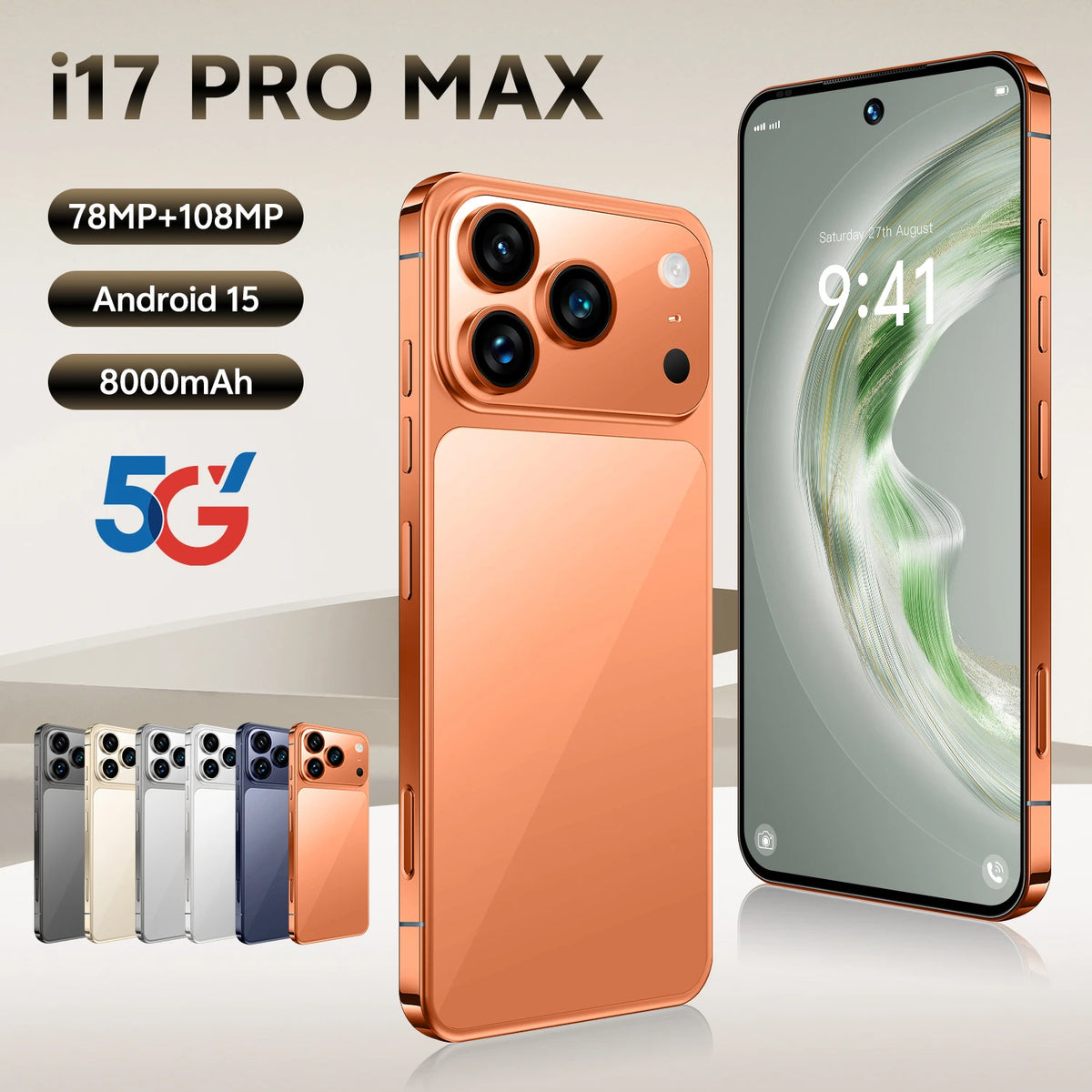 Orange dual SIM smartphone with triple rear cameras and edge-to-edge front display