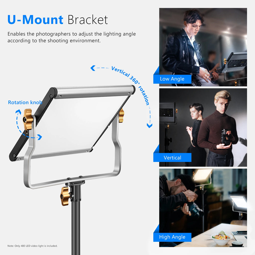Bi-Color LED Video Light Panel with U-Bracket for Professional Studio Tidesmit