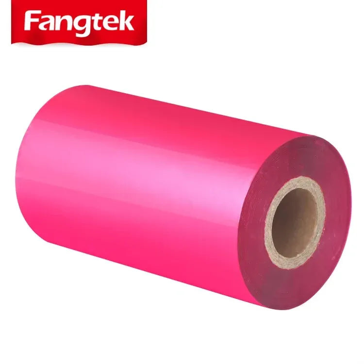 Pink thermal transfer ribbon roll, large spool, for label printing