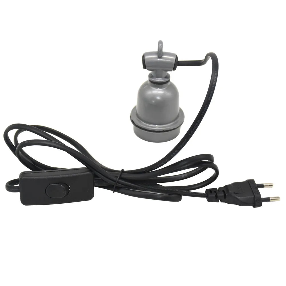 Grey 300W pet heating lamp for reptiles and chickens with thermostatic control and power switch for reliable warmth.