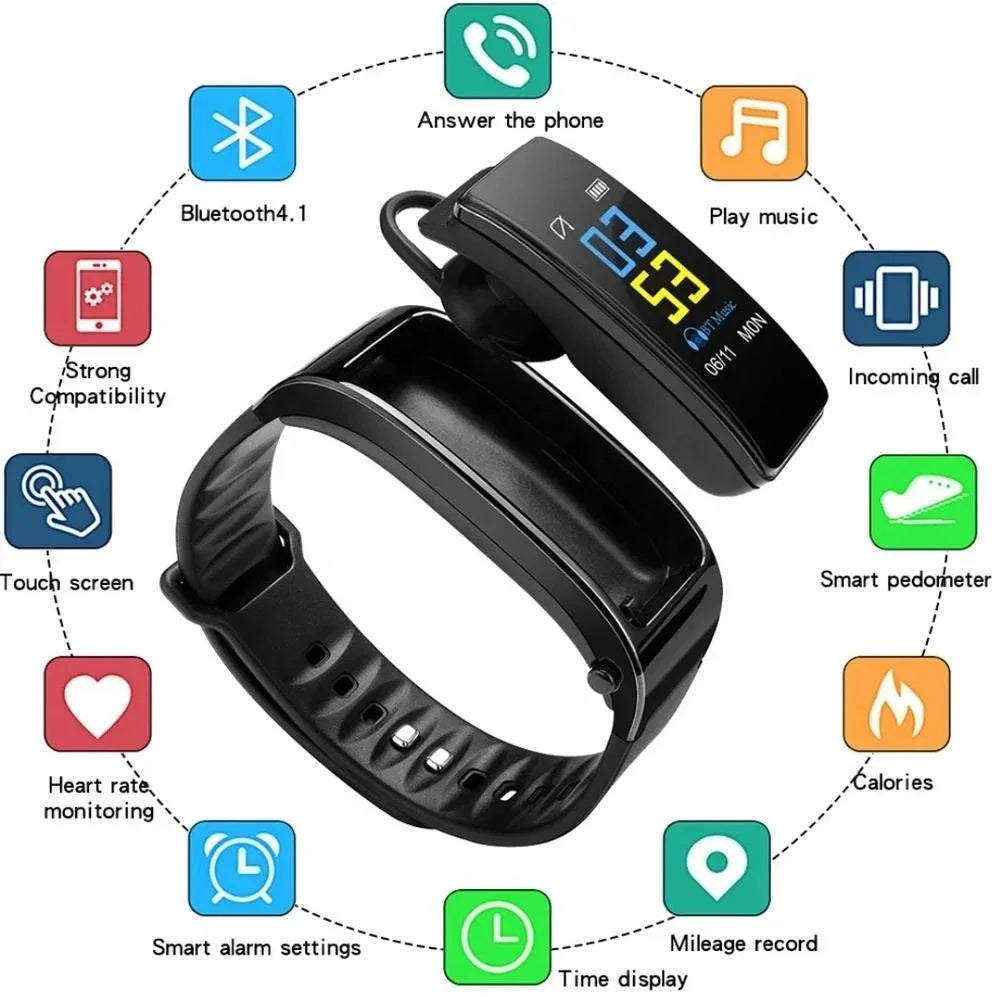 Smartwatch with Wireless Earbuds & Fitness Tracker - Black My Store