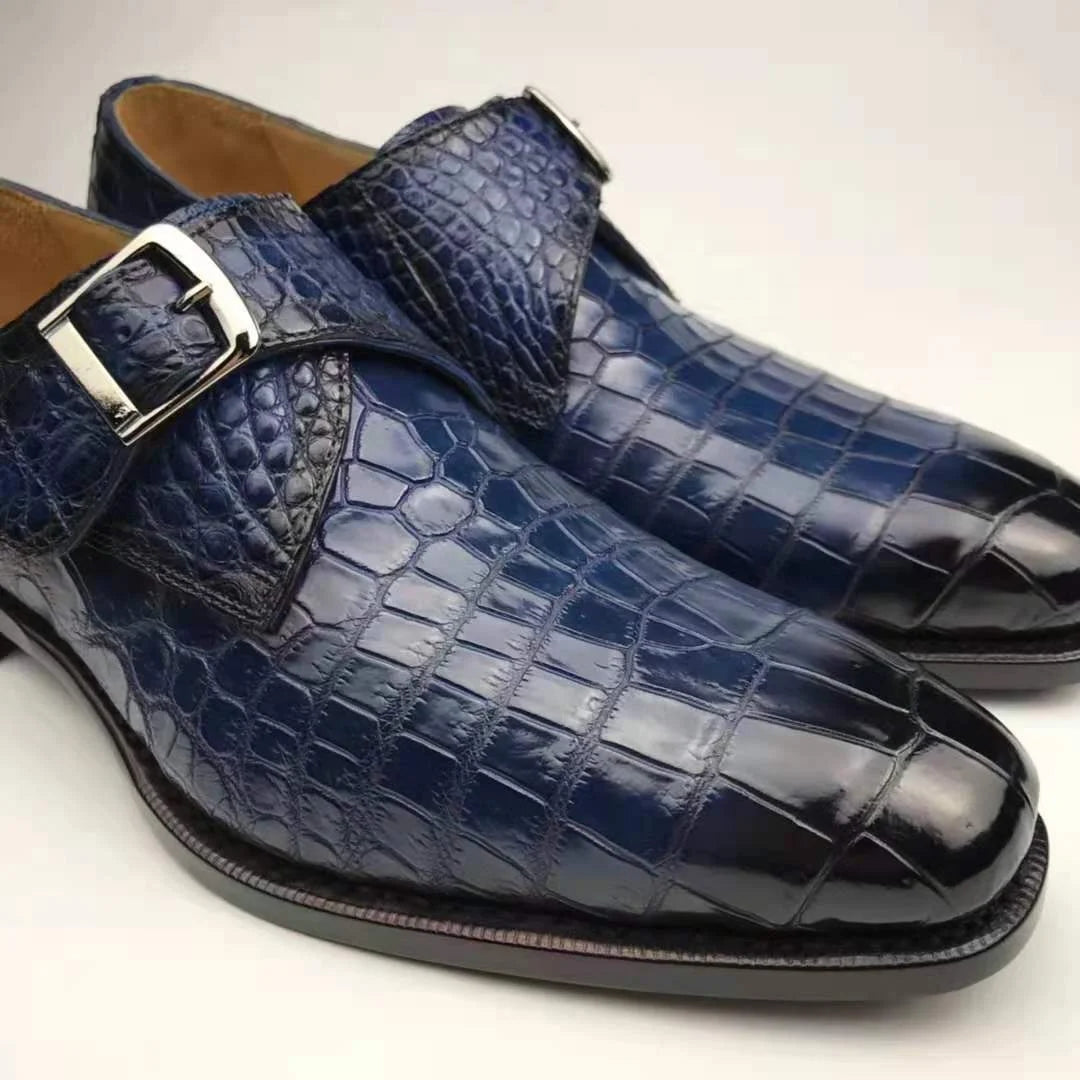 Goodyear Genuine crocodile Leather Men's Shoes 47 alligator Watch Strap Mens Custom Shoes Customized Monk Strap Party Shoes Men