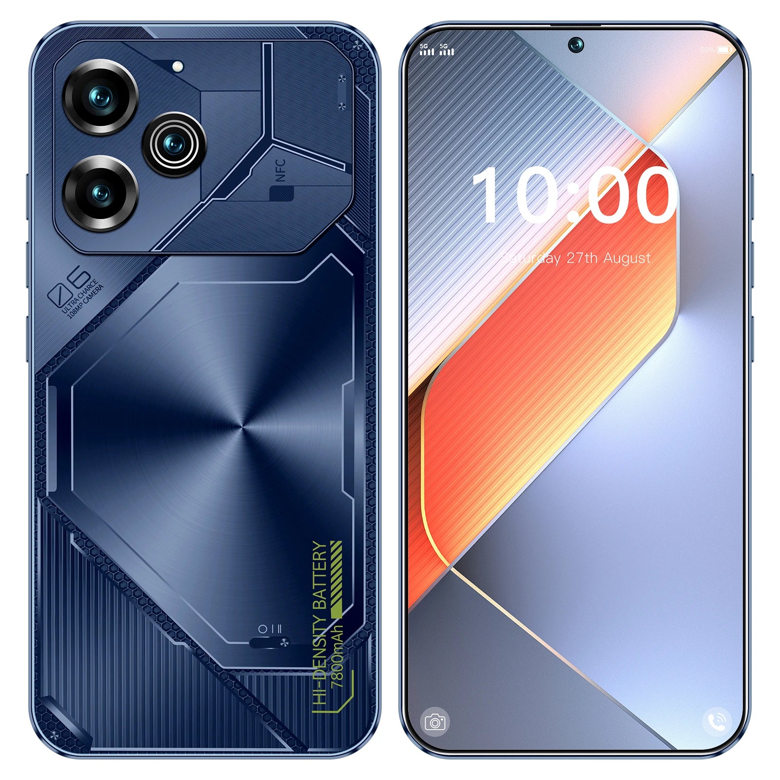 Tidesmit 5G Smartphone, 16GB RAM, 1TB Storage, 6.8 Inch AMOLED Display Blue 16g 1TB Tidesmit