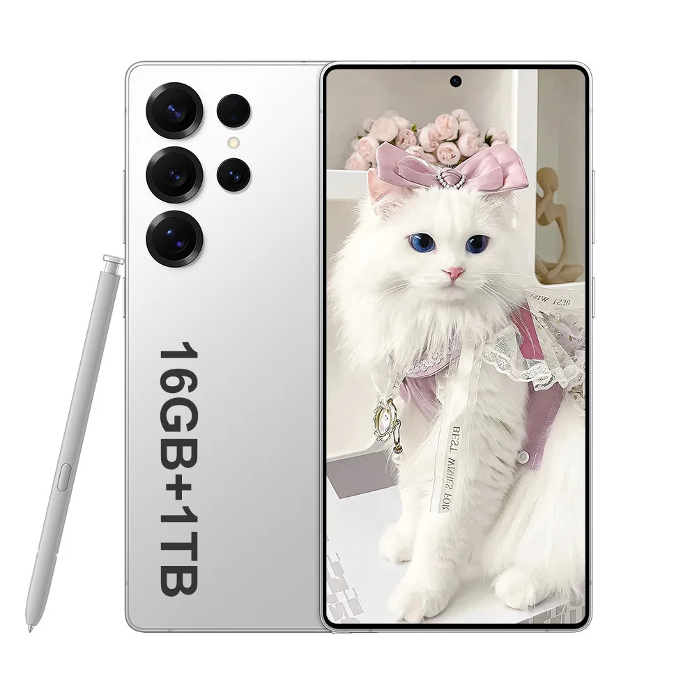 Tidesmit 5G Smartphone, 7.3 Inch AMOLED Display, 16GB RAM, 1TB Storage White 16g 1TB Tidesmit