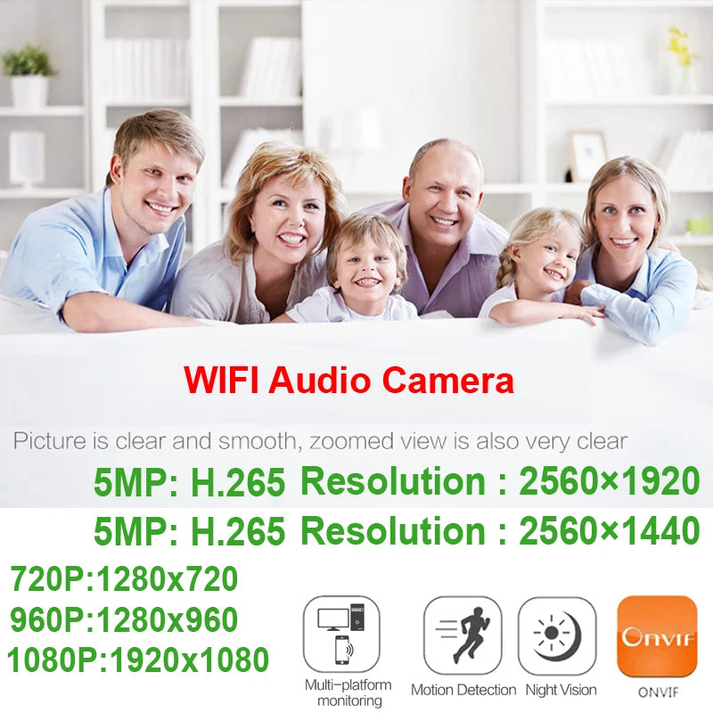 JIENUO 5MP Dome Wifi IP Camera 128G 64G 32G Cctv Security Surveillance Wireless Infrared Night Vision Onvif 1080P Home Cam CamHi
