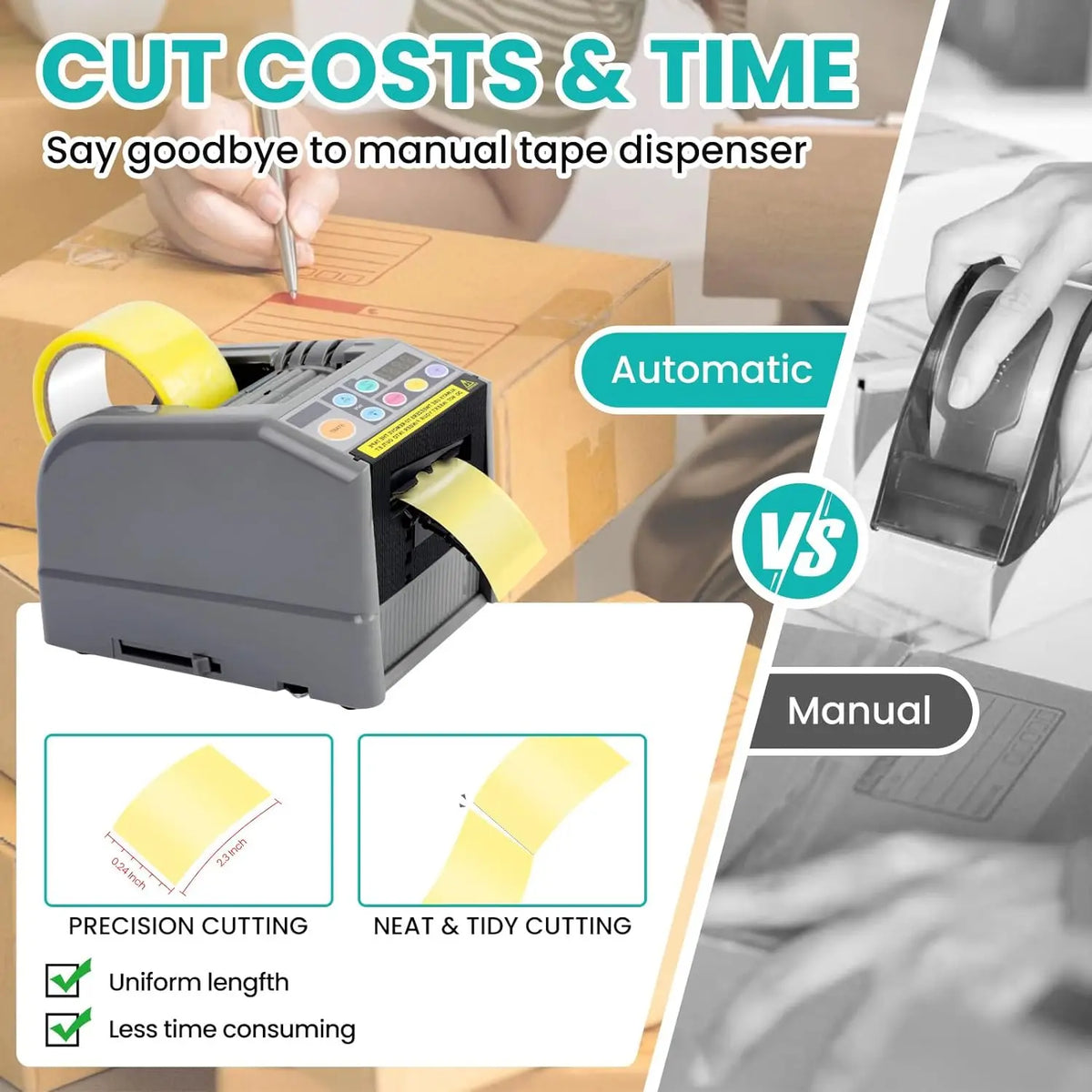 Z Cut 9 Electric Tape Dispenser Automatic for Apparels Food Chemicals Beverages Textiles Commodity Cartons Paper Plastic