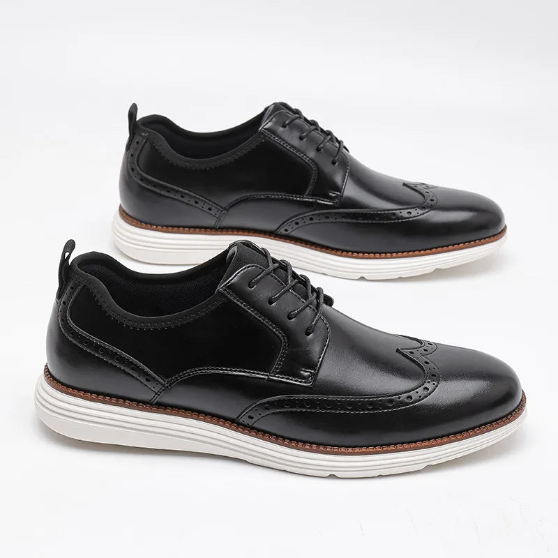 Premium Custon Brown Lace-up Oxford Shoes Handcrafted Lightweight Sole Smart Casual Men's Leather Dress Shoes