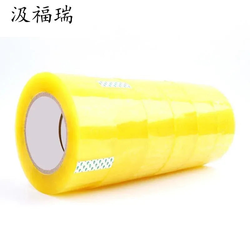 Yellow waterproof adhesive tape roll showing the inner core and full width