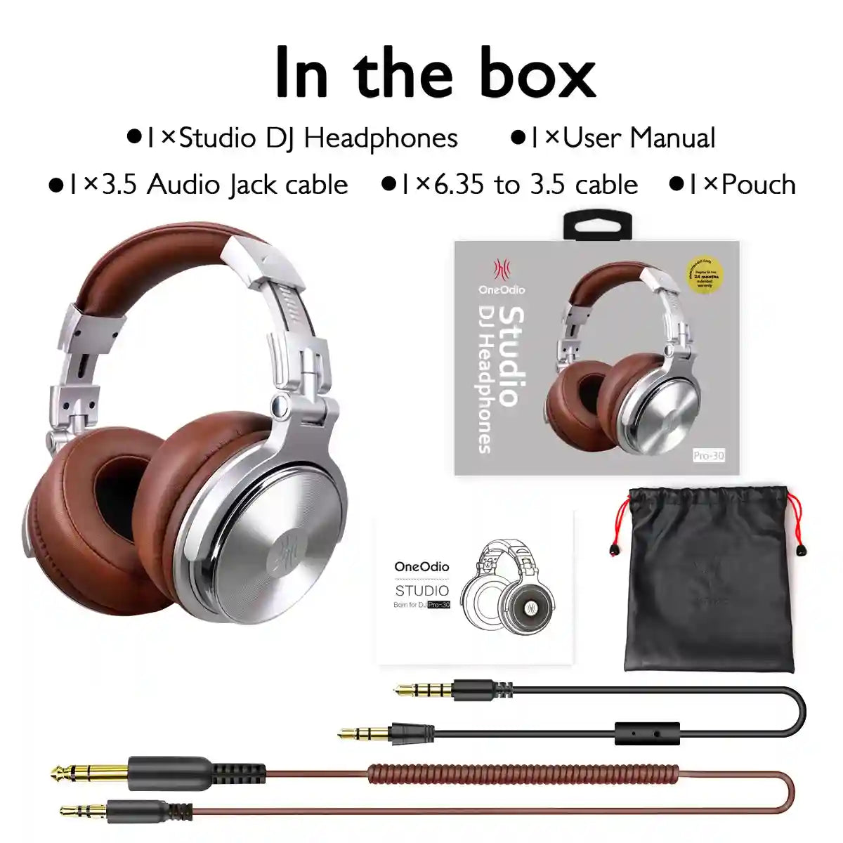 Pro-30 Studio DJ Headphones with Mic - Wired Over-Ear Monitoring Tidesmit